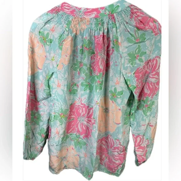 Lilly Pulitzer Elsa Blouse in Poolside Blue Beach Walk Size Small - Picture 5 of 9